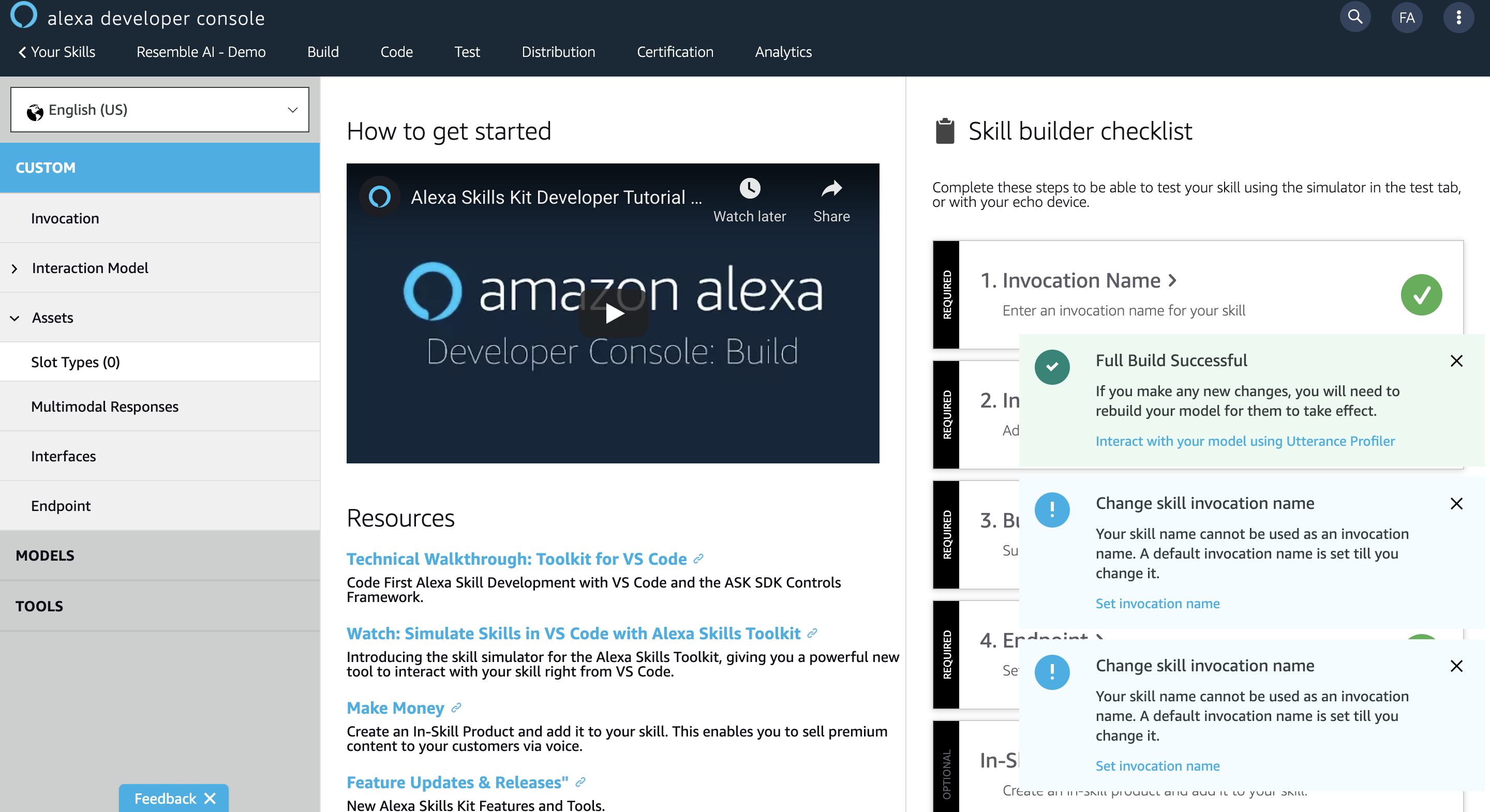 The Alexa Skill is now created The Alexa Skill is now created