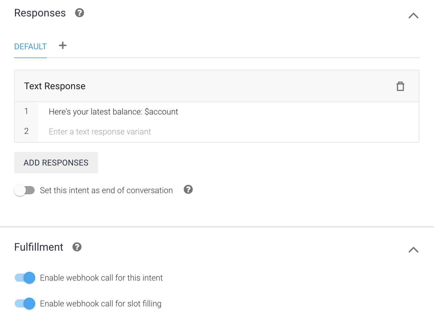 Dialogflow Voicebots Responses