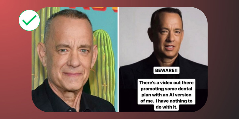 Resemble AI Incident Report: Tom Hanks Deepfake Dental Ad Versus Recent Image