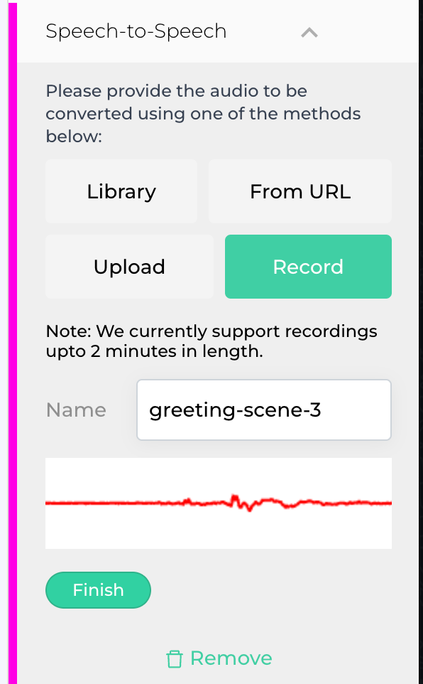 sts Resemble's Speech-to-Speech Creator