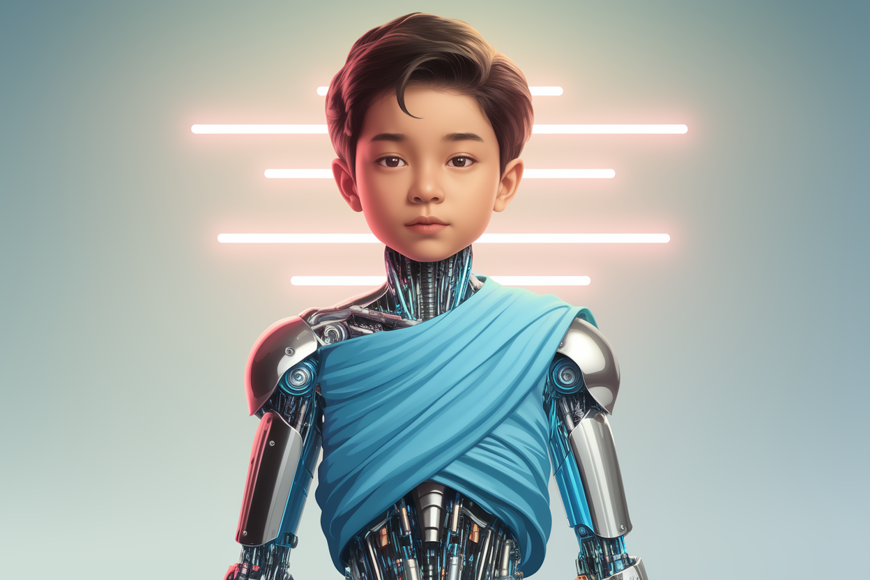 Vector art of half humand and half robot