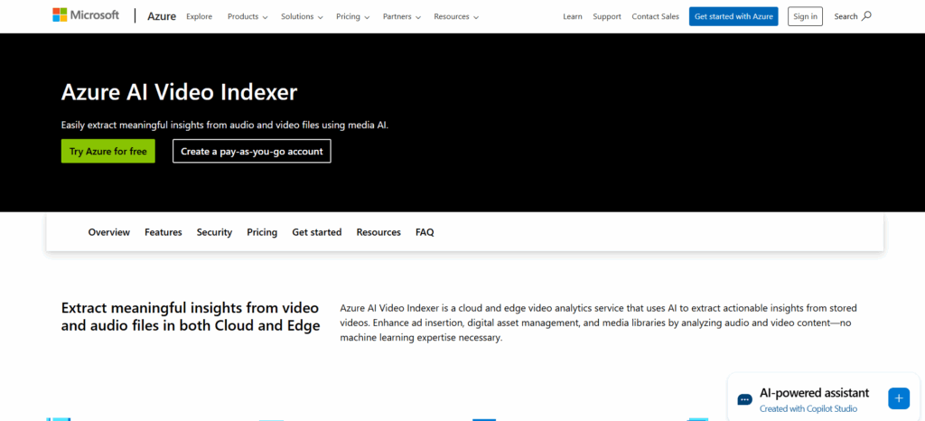 Microsoft Azure AI Video Indexer